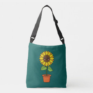 Kawaii Sunflower Plant in a Pot Crossbody Bag