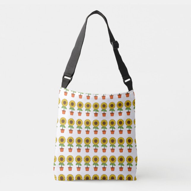 Kawaii Sunflower Plant in a Pot Crossbody Bag (Front)