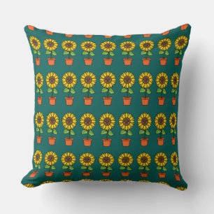 Kawaii Sunflower Plant in a Pot Cushion