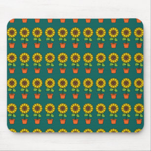 Kawaii Sunflower Plant in a Pot Mouse Mat