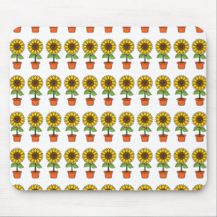 Kawaii Sunflower Plant in a Pot Mouse Mat