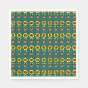 Kawaii Sunflower Plant in a Pot Napkin
