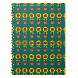 Kawaii Sunflower Plant in a Pot Notebook