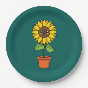 Kawaii Sunflower Plant in a Pot Paper Plate