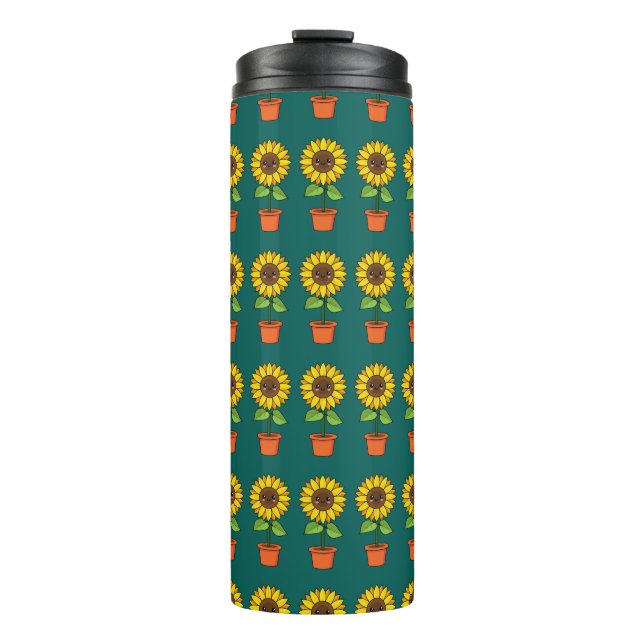 Kawaii Sunflower Plant in a Pot Thermal Tumbler (Front)