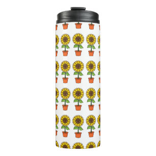Kawaii Sunflower Plant in a Pot Thermal Tumbler