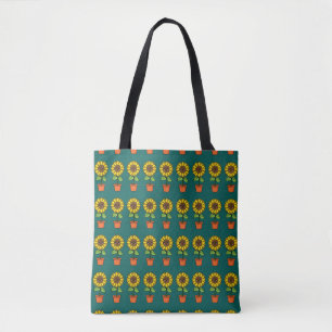 Kawaii Sunflower Plant in a Pot Tote Bag