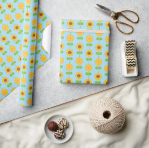 Kawaii Sunflowers Wrapping Paper