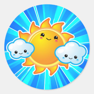 Kawaii Sunny Day Classic Round Sticker