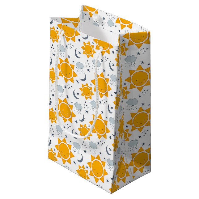 Kawaii Suns, Moons and Clouds  Small Gift Bag (Front Angled)