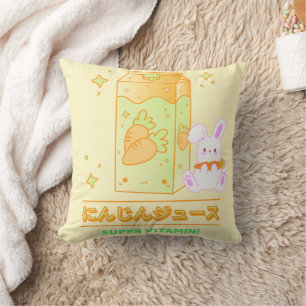 KAWAII SUPER VITAMIN CARROT JUICE RABBIT CUSHION