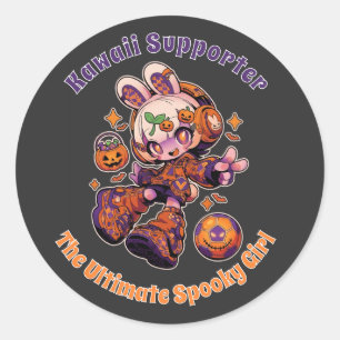 Kawaii Supporter Halloween Anime Girl Soccer Classic Round Sticker