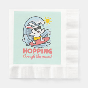 Kawaii surfer bunny design napkins