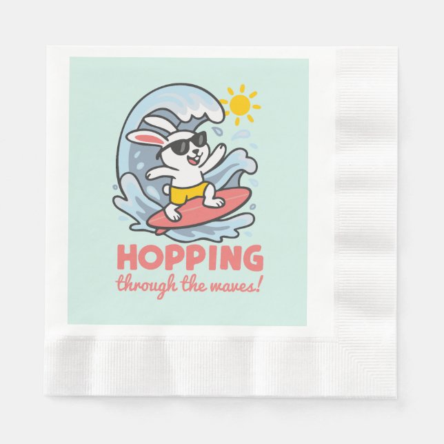 Kawaii surfer bunny design napkins (Front)