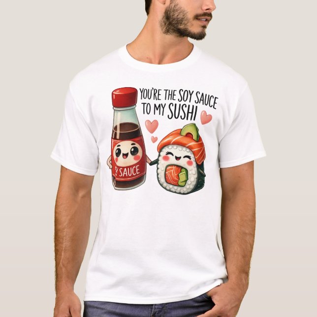Kawaii Sushi and Soy Sauce Art T-Shirt (Front)