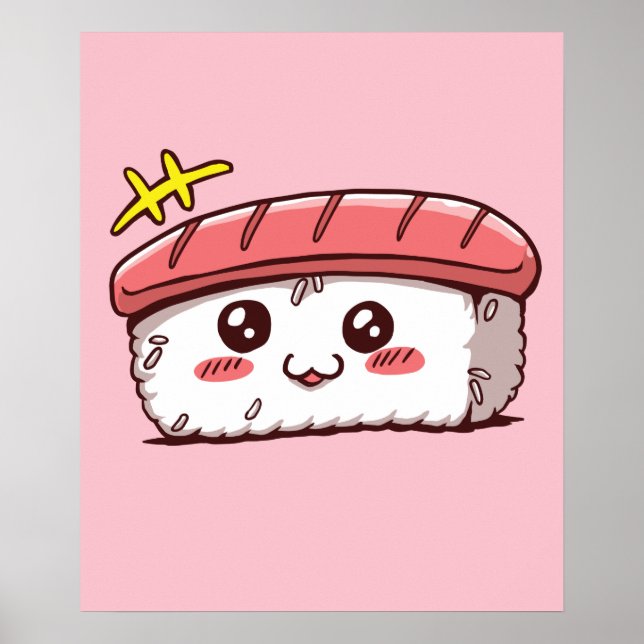 Kawaii Sushi Cute Japanese Food Poster (Front)