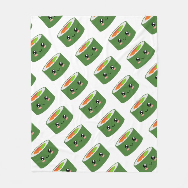 Kawaii Sushi Fleece Blanket (Front)