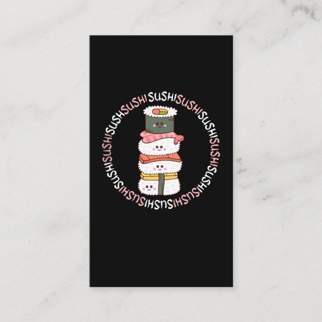 Kawaii Sushi Funny Anime Japanese Food Business Card (Front)