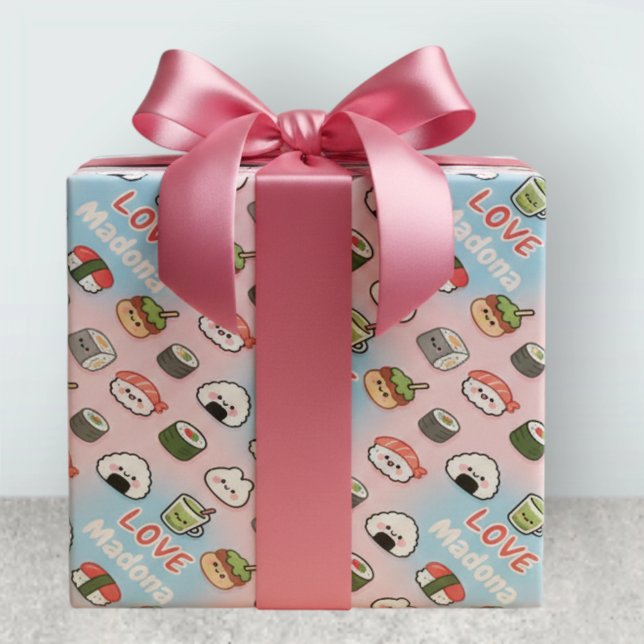 Kawaii Sushi Matcha Food Pattern Frame Wrapping Paper (Creator Uploaded)