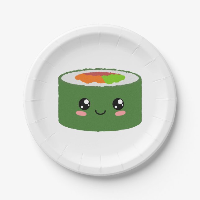 Kawaii Sushi Paper Plate (Front)