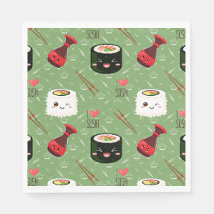 Kawaii Sushi Pattern Napkin