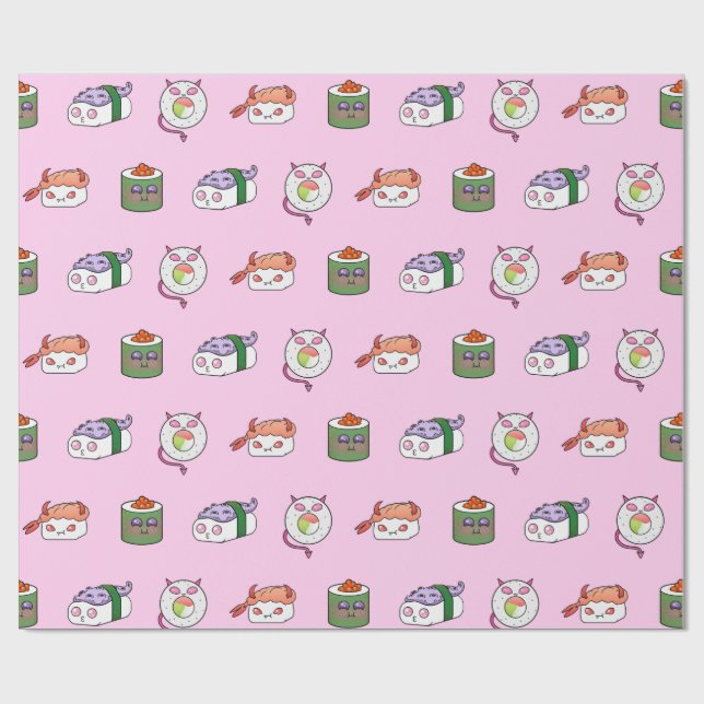 Kawaii Sushi Pattern Wrapping Paper (Flat)
