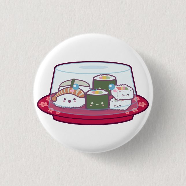 Kawaii Sushi Plate 3 Cm Round Badge (Front)