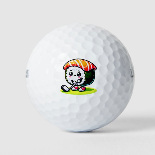 Kawaii Sushi playing golf Golf Balls (Front)