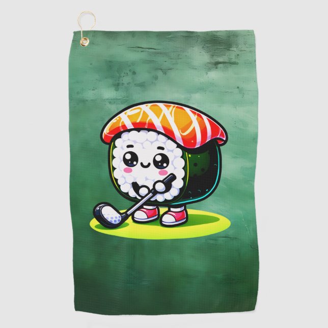 Kawaii Sushi playing golf Golf Towel (Front)