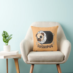 Kawaii Sushi Pug Mashup Funny Dog Lover Gift Cushion