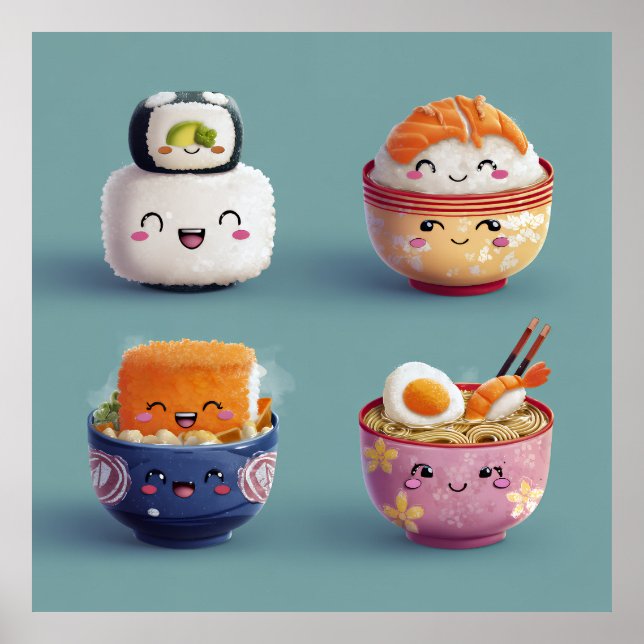 Kawaii Sushi & Ramen Crew Poster (Front)
