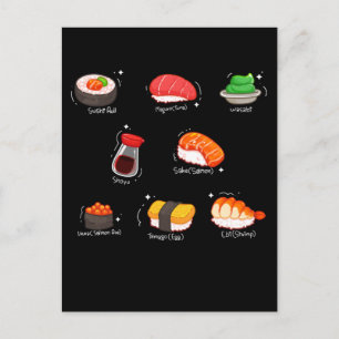 Kawaii Sushi Roll Wasabi Maguro Japanese Food Postcard