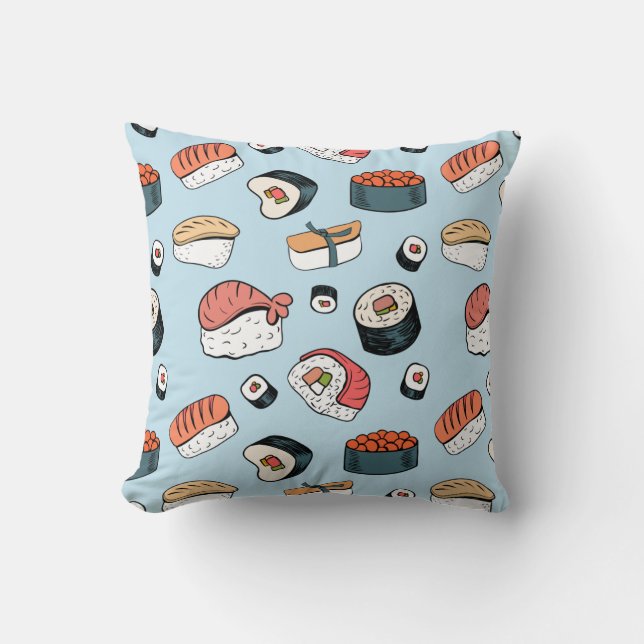 Kawaii Sushi Rolls Pattern  Cushion (Front)