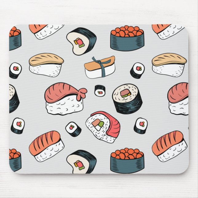  Kawaii Sushi Rolls Pattern Slip-On Sneakers Mouse Mat (Front)