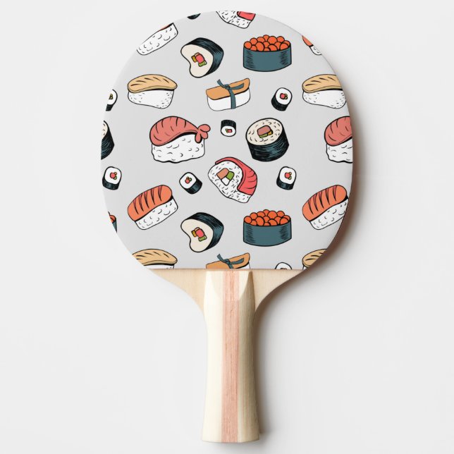  Kawaii Sushi Rolls Pattern Slip-On Sneakers Ping Pong Paddle (Front)