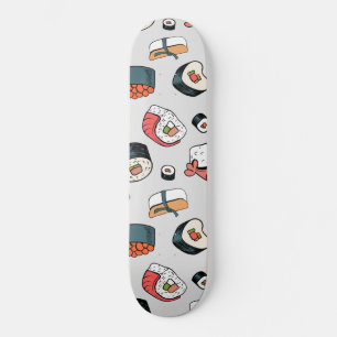  Kawaii Sushi Rolls Pattern Slip-On Sneakers Skateboard