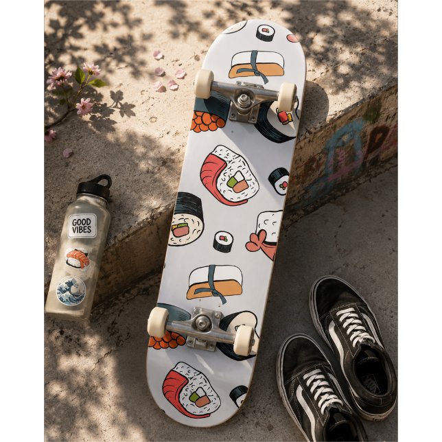  Kawaii Sushi Rolls Pattern Slip-On Sneakers Skateboard (Creator Uploaded)