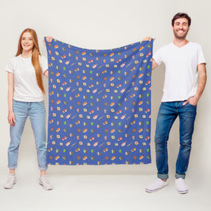 kawaii sushi rolls, sushi pattern fleece blanket