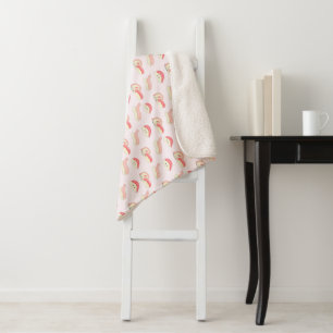 kawaii sushi rolls, sushi pattern sherpa blanket