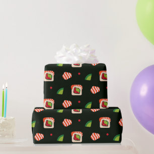 kawaii sushi rolls, sushi pattern wrapping paper