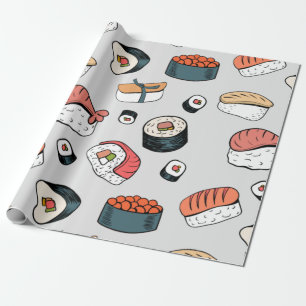 kawaii sushi rolls wrapping paper