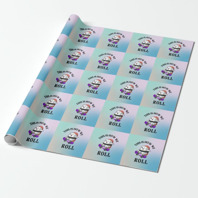 Kawaii Sushi skateboarding Wrapping Paper (Unrolled)
