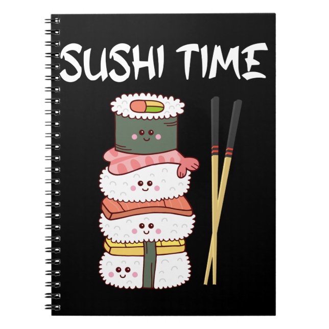 Kawaii Sushi Time Anime Cute Japanese Food Notebook (Front)