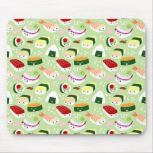 Kawaii Sushi with faces Mouse Mat