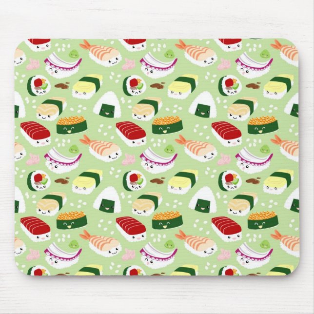 Kawaii Sushi with faces Mouse Mat (Front)
