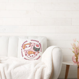 kawaii sushi with funny quotes for black lover   cushion