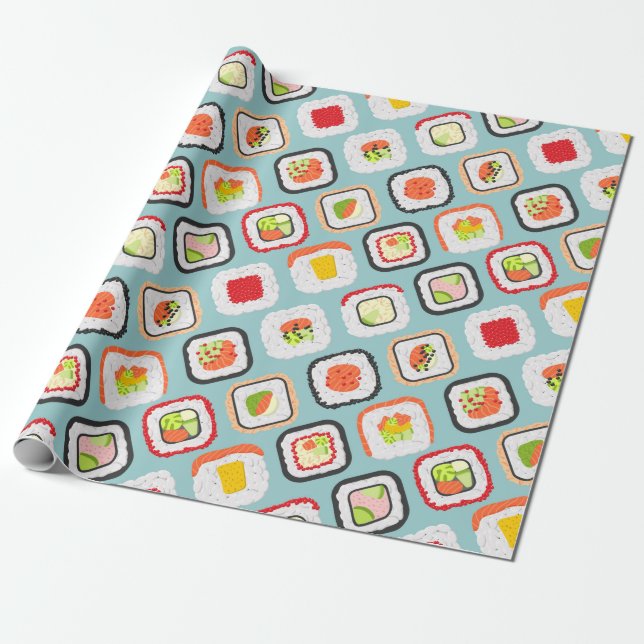 Kawaii Sushi  Wrapping Paper (Unrolled)