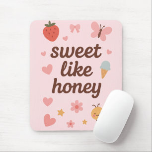 Kawaii Sweet Girl Pink Bee Aesthetic – Cute Design Mouse Mat