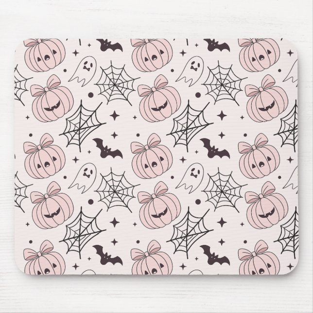 Kawaii Sweet Pink Spooky Halloween Pattern Mouse Mat (Front)