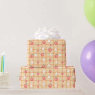 Kawaii Sweet Summer Peach Pattern Wrapping Paper